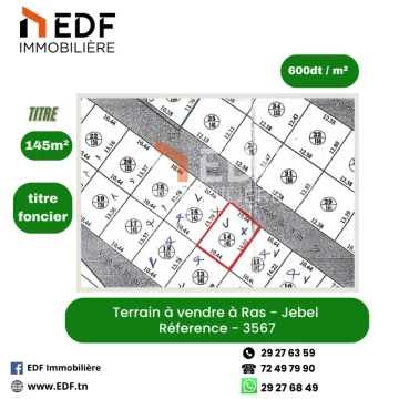 Image principale de l'annonce A vendre terrain route de la plage Ras Jebel